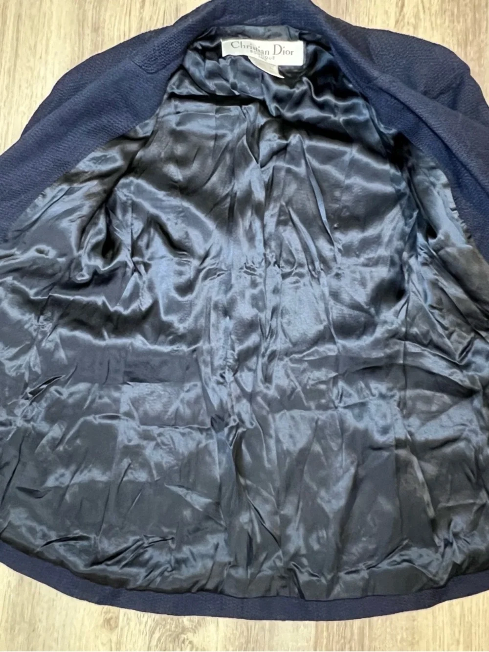 Christian Dior Boutique Navy Textured Blazer Jacket Size 8